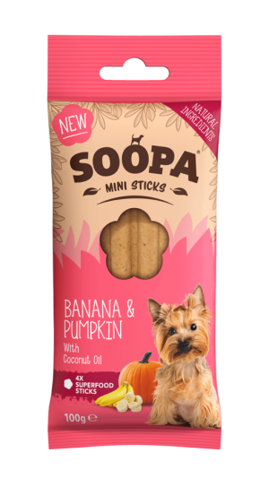 SOOPA Dental Stick MINI dla Psa Gryzak Banan i dynia 100g (8 szt.)