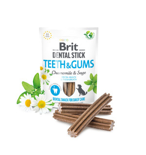 Brit TEETH&GUMS Przysmak Dental Snack dla Psa Szałwia Mięta Rumiankiem 251G ( 7 szt. ) Świeży Oddech