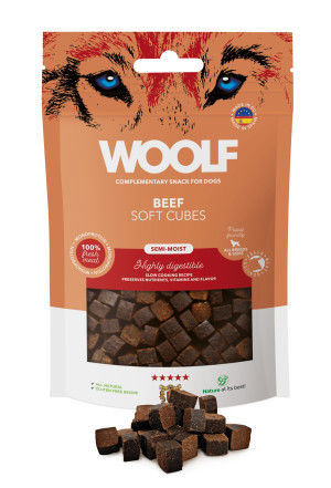 Woolf Soft Cubes Smaczki Beef Monoprotein - Delikatne kosteczki z wołowiną dla psa 100g 