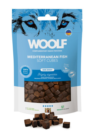 Woolf Soft Cubes Smaczki MEDITERANEAN FISH - Delikatne kosteczki z rybkami dla psa 100g 