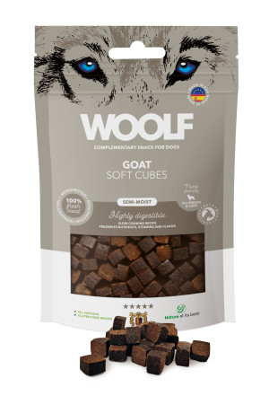 Woolf Soft Cubes Smaczki GOAT Monoprotein - Delikatne kosteczki z kozą dla psa 100g 