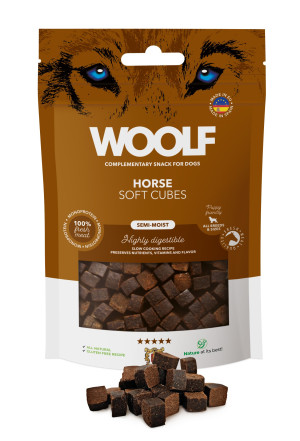 Woolf Soft Cubes Smaczki HORSE Monoprotein - Delikatne kosteczki z koniną dla psa 100g 