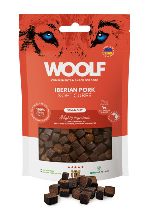 Woolf Soft Cubes Smaczki IBERIAN PORK Monoprotein - Delikatne kosteczki z wieprzowiną dla psa 100g 