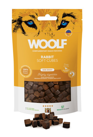 Woolf Soft Cubes Smaczki RABBIT Monoprotein - Delikatne kosteczki z królikiem dla psa 100g 