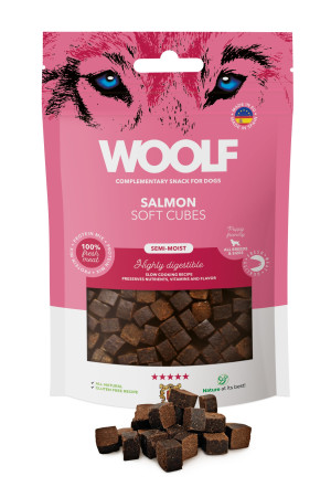 Woolf Soft Cubes Smaczki SALMON - Delikatne kosteczki z łososiem dla psa 100g 