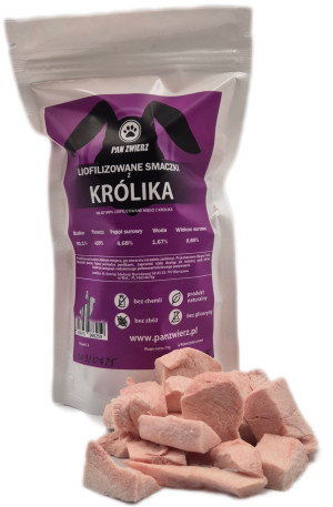 Pan Zwierz Liofilizowane Smaczki z Królika 100% Mięso dla Psa Kota 70g