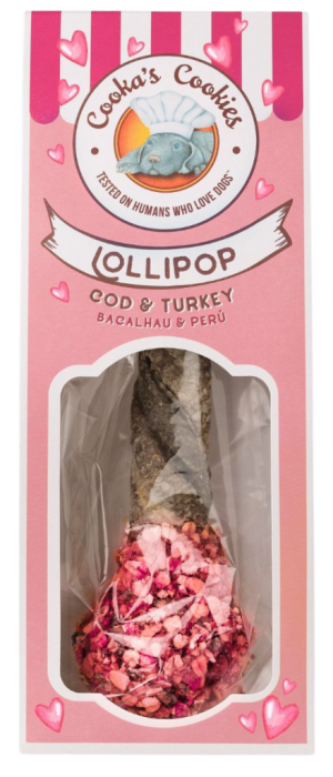 Cooka’s Cookies EDYCJA RÓŻOWA LOLLIPOP Lizak - gryzak z dorsza i indyka 30g