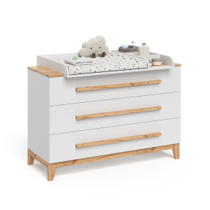 Puslebord Malia Hvid/Artisan 133.2 x 98 cm med 3 skuffer Vitalispa