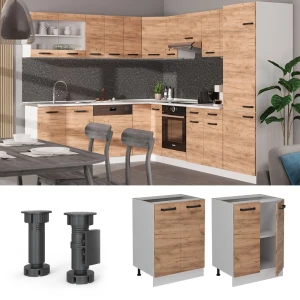 Küchenunterschrank R-Line Goldkraft Eiche 60 cm AP Marmor livinity®