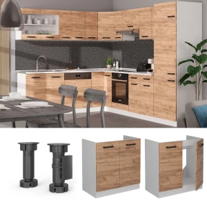 Spülenunterschrank R-Line Goldkraft Eiche 80 cm AP Eiche livinity®