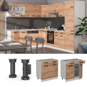 Küchenunterschrank R-Line Goldkraft Eiche 80 cm AP Anthrazit livinity®