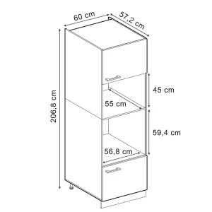 Mikrowellenschrank R-Line Rot Hochglanz 60 cm Vicco