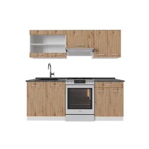 Køkkenrække R-Line Artisan eg/hvid 200 cm , BP Antracit Vicco
