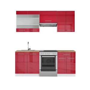 Keittokomero Fame-Line Bordeaux korkeakiilto/valkoinen 200 cm , AP Oak Vicco