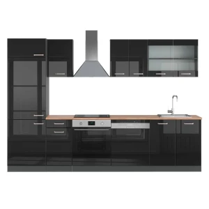 Køkkenrække R-Line Højglans sort/antracit 300 cm , BP Eg Vicco
