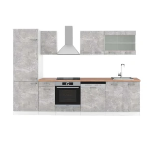 Køkkenrække R-Line Beton/hvid 300 cm , BP Eg Vicco
