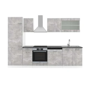 Køkkenrække R-Line Beton/hvid 300 cm , BP Antracit Vicco