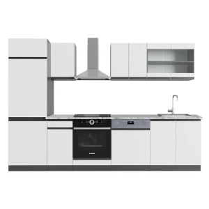 Køkkenrække R-Line Hvid/antracit 300 cm , BP Marmor Vicco