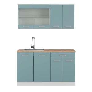 Cuisine R-Line Bleu-gris/blanc 140cm , PT Chêne Vicco