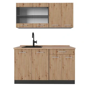 Küchenzeile R-Line Artisan Eiche/Anthrazit 140 cm , AP Eiche Vicco
