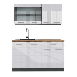 Singlekøkken R-Line Hvid højglans/antracit 140 cm , BP Eg Vicco