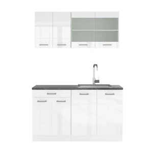 Singlekøkken R-Line Hvid højglans/hvid 140 cm , BP Antracit Vicco