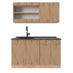 Singleküche R-Line Artisan-Eiche/Goldkraft Eiche 140 cm , AP Anthrazit Vicco