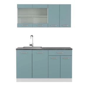 Cozinha individual R-Line Azul-cinza/branco 140 cm , AP Antracite Vicco