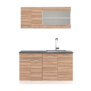 Pojedyncza kuchnia R-Line Sonoma/Biały 140 cm , BP Antracyt Vicco