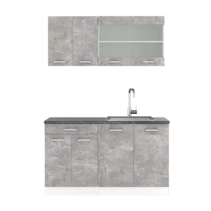 Cozinha individual R-Line Concreto/Branco 140 cm , AP Antracite Vicco