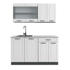 Singlekøkken R-Line Hvidt landhus/antracit 140 cm , BP Marmor Vicco