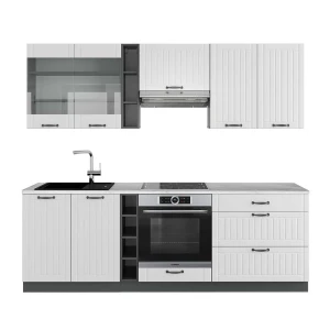 Køkkenrække Fame-Line Hvidt landhus/antracit 235 cm , BP Marmor Vicco