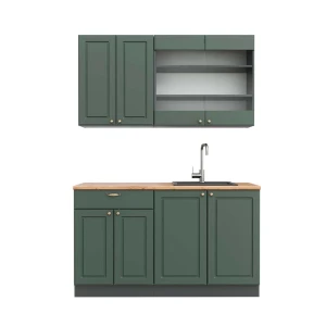 Singlekøkken Fame-Line Grøn-Guld Country House/Anthracit 140 cm , BP Eg Vicco