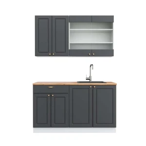 Singlekøkken Fame-Line Antracit-guld/hvid 140 cm , BP Eg Vicco