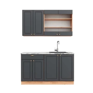 Singlekøkken Fame-Line Antracit Country House/Guld Kraft Eg 140 cm , BP Marmor Vicco