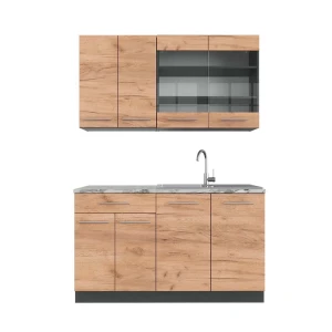 Eenpersoonskeuken Fame-Line Eik goud/antraciet 140 cm , WB Marmer Vicco
