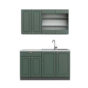 Singlekøkken Fame-Line Grøn-Guld Country House/Anthracit 140 cm , BP Marmor Vicco