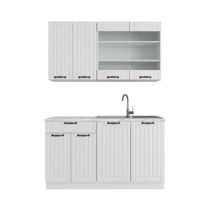 Singlekøkken Fame-Line Hvidt landsted/hvid 140 cm , BP Marmor Vicco