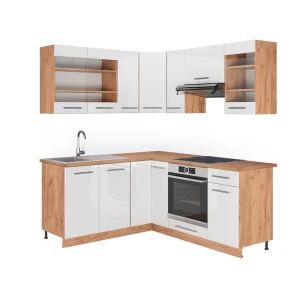 Hjørnekøkken Fame-Line Hvid højglans/guld power oak 190 x 60 cm , BP Eg Vicco