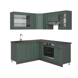 Cuisine en angle Fame-Line Vert et or campagne/anthracite 190x60cm , PT Anthracite Vicco