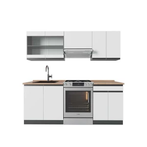 Aneks kuchenny R-Line Biały/antracyt 200 cm  J-Shape, BP Dąb Vicco