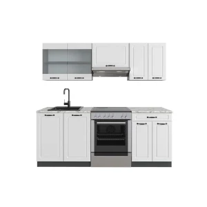Køkkenrække R-Line Hvidt landhus/antracit 200 cm , BP Marmor Vicco