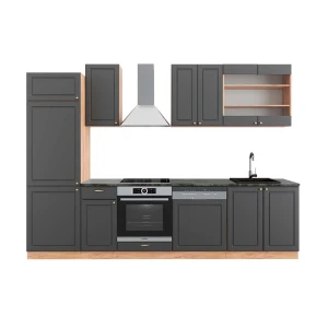 Køkkenrække Fame-Line Antracit Country House/Guld Kraft Eg 300 cm , BP Antracit Vicco