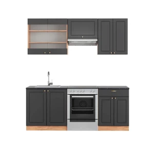 Køkkenrække Fame-Line Antracit Country House/Guld Kraft Eg 200 cm , BP Antracit Vicco