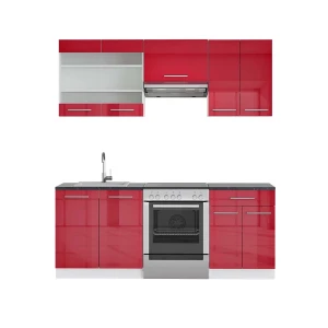 Cucina componibile Fame-Line Bordeaux lucido/bianco 200 cm , PL Antracite Vicco