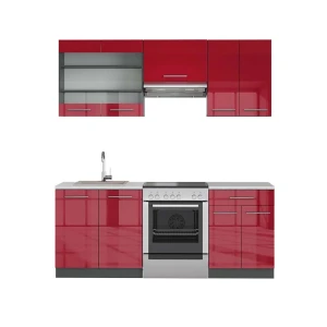 Køkkenrække Fame-Line Bordeaux højglans/antracit 200 cm , BP Marmor Vicco