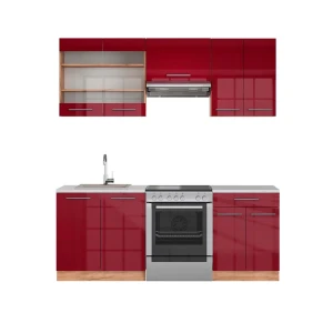 Keittokomero Fame-Line Bordeaux kiiltävä/Goldkraft tammi 200 cm , AP Marble Vicco