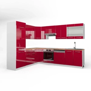 Cozinha de canto Fame-Line Bordeaux alto brilho/Branco 287 x 227 cm, AP Carvalho Vicco