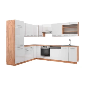 Hjørnekøkken Fame-Line Hvid højglans/guld power oak 227 x 60 cm , BP Eg Vicco