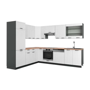 Hjørnekøkken Fame-Line Hvid landhus/Antracit 287 x 227 cm, BP Eg Vicco